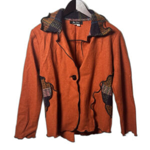 Vintage Womens M Wool Blend Blazer Jacket Patchwork peasant fall